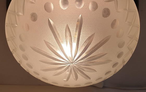 Image 1 of Lampada da soffitto Art Déco in vetro tagliato e cromato