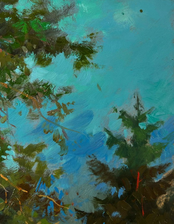 Original Oil Painting Nature Landscape Walk in the Forest – Paintings & Drawings, Mdf (photo 4 of 9)