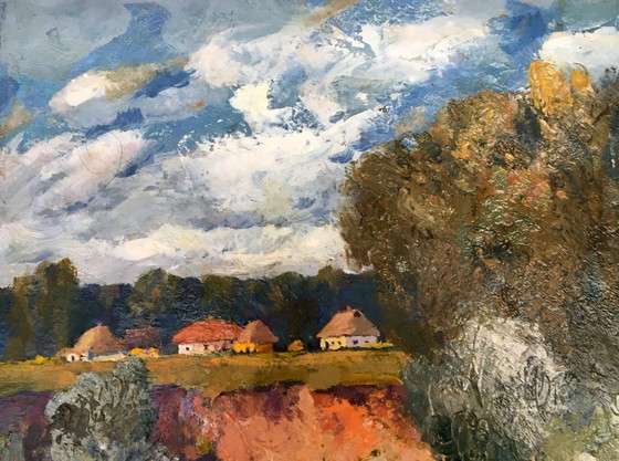 Image 1 of Originales Vintage-Ölgemälde: Ländliche Landschaft, Naturlandschaft