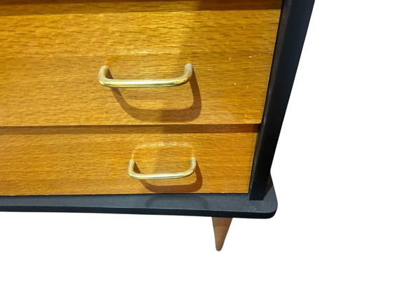 Image 1 of 1950 Black Lacquered Oak Chest of Drawers