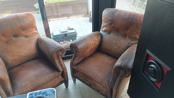 Image 1 of Set di 2 poltrone e sedili da club antichi