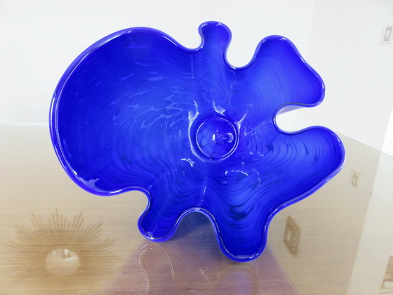 Image 1 of Grand Vase " Mouchoir " En Verre De Murano Année 1960