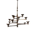 Brutalist bronze ceiling candle holder, 12-flame, 1960s