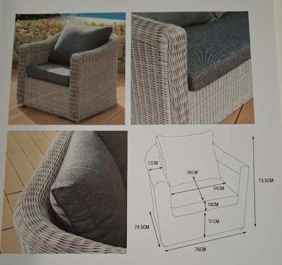 Image 1 of Poltrona da giardino in resina intrecciata grigia, effetto rattan