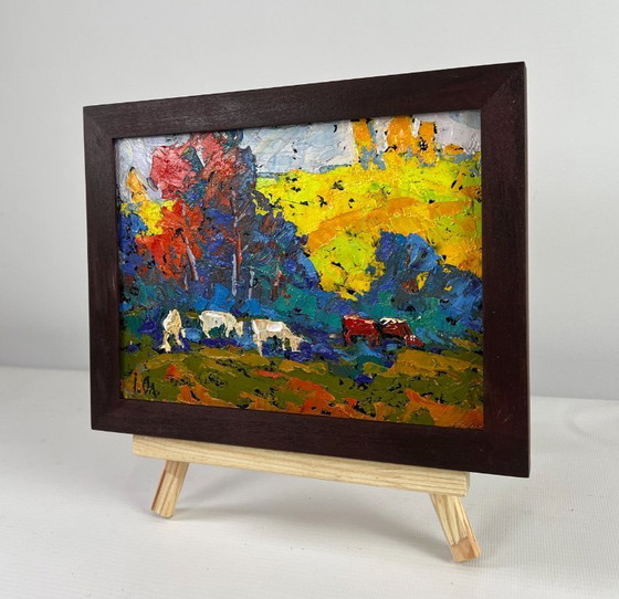 Image 1 of Original Oil Painting Summer Nature Landscape In the shade of trees is peace of mind