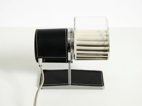 Image 1 of Raro ventilatore da tavolo originale BRAUN HL 1 del 1961, disegnato da Reinhold Weiss, con finitura in pelle.