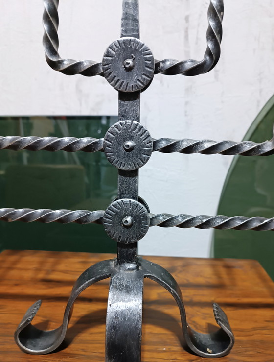 Image 1 of Vintage brutalist wrought iron candle holder 