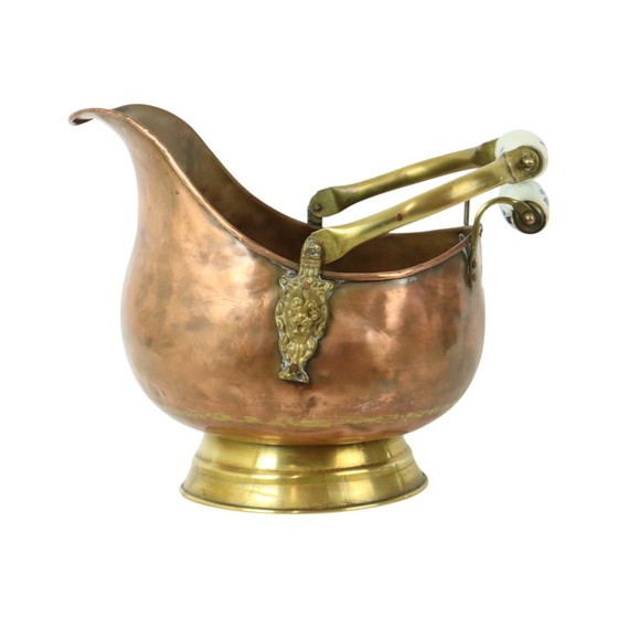 Image 1 of Antique Copper Helmet-Shaped Coal Kit Flower Pot
