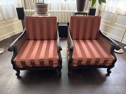 2 fauteuils Pander vintage restaurés – Rattan, Velvet