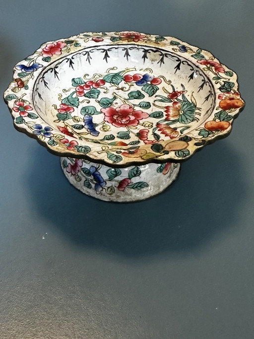 Coppia di Coppe su Piedistallo in Rame Smaltato di Canton – Cina – Fine XVIII Secolo – decoratieve objecten (photo 2 of 14)
