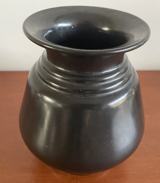 Image 1 of Black earthenware art deco vase