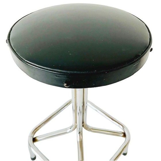 Image 1 of Vintage tube frame stool chrome black