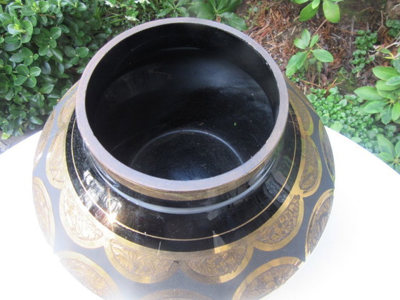 Image 1 of Art Deco Boom Vase Black/Gold design Paul Keller, with original label