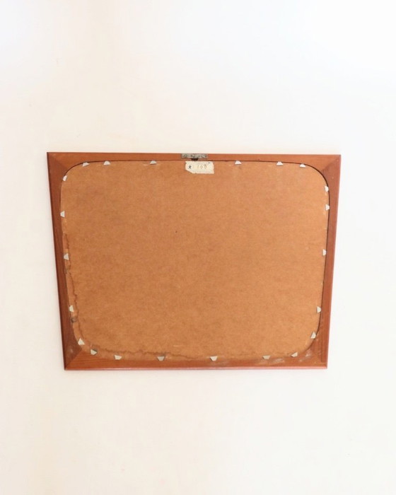 Image 1 of Espejo danés antiguo, marco de teca, forma orgánica, mediados de siglo.