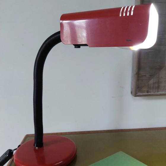 Image 1 of Lampada da scrivania italiana rossa anni '70 di Targetti