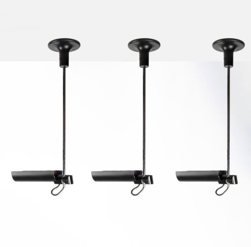 3 apliques de techo/pared Oluce – ADIM – Vico Magistretti – Cromo y aluminio – Diseño italiano 1970