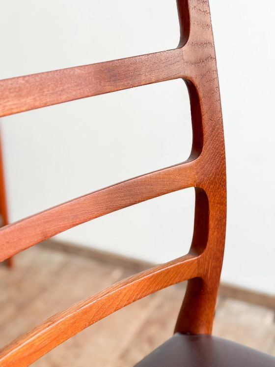 Image 1 of Niels O. Møller Modell 82, Embassy-Stühle aus Teakholz und Leder, 6er-Set, für J.L. Moller