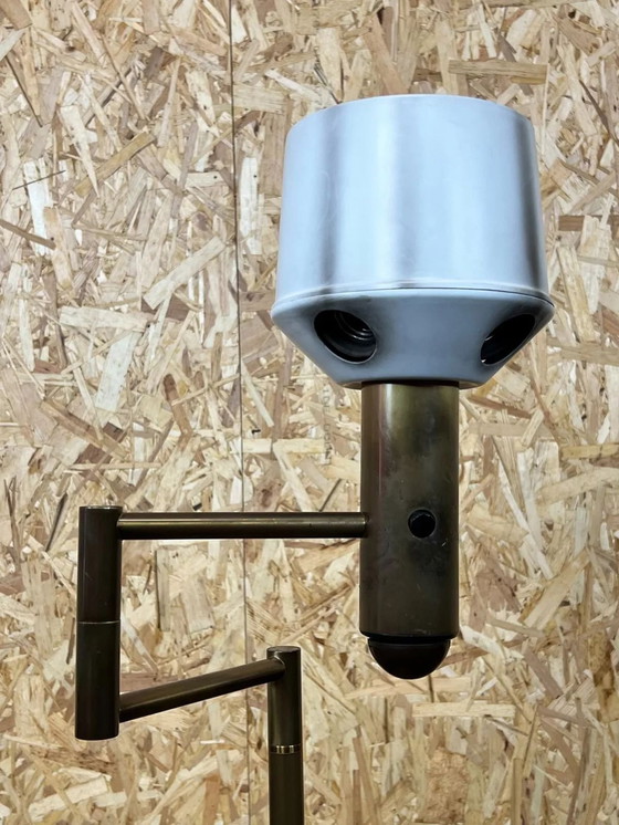 Image 1 of XL 60er 70er Jahre Lampe Leuchte Tischlampe Messing Schwenkbar Space Age Design