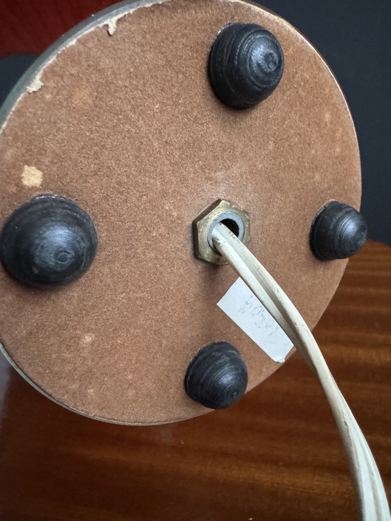 Image 1 of Small glass, mirror and brass lamp from the 1960s