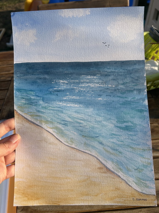Image 1 of Watercolor seaside birds
