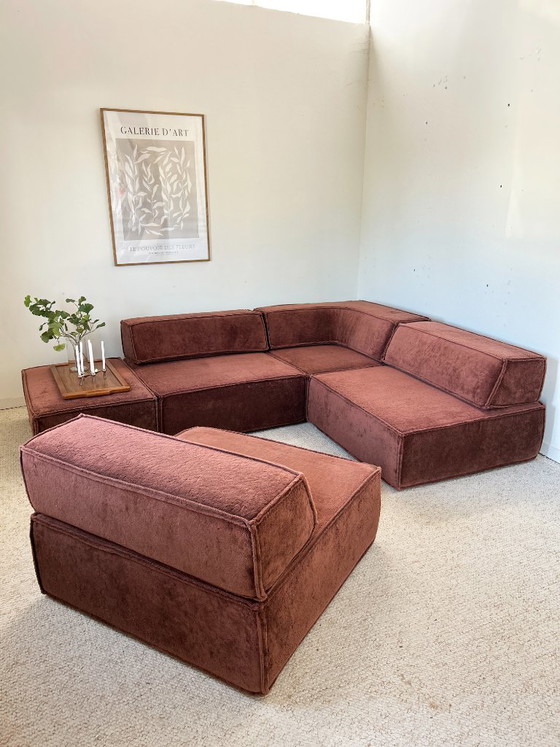 Image 1 of COR Trio modulaire bank in terracotta fluweel uit de jaren 70