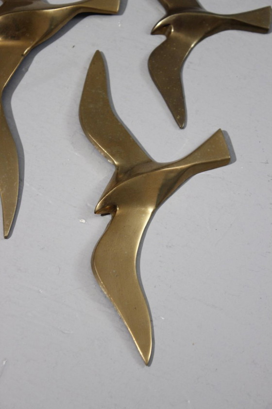 Image 1 of Decorazione da parete sculture d'epoca rondini in ottone design anni '60