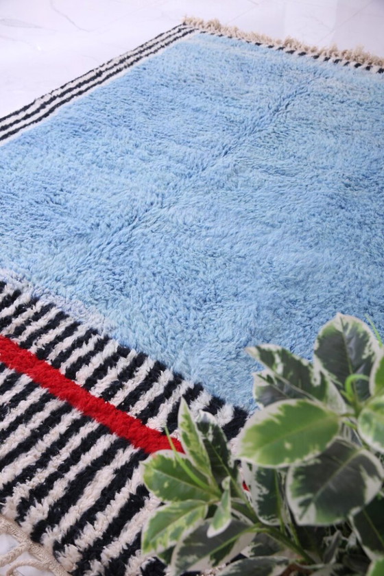 Image 1 of Handmade Beni Ourain Wool Rug: Minimalist Boho Decor 3X2m