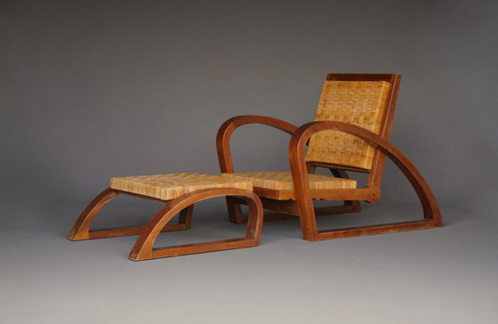 Image 1 of Vintage Lounge Chair and Ottoman by Francis Jourdain, 1920s
