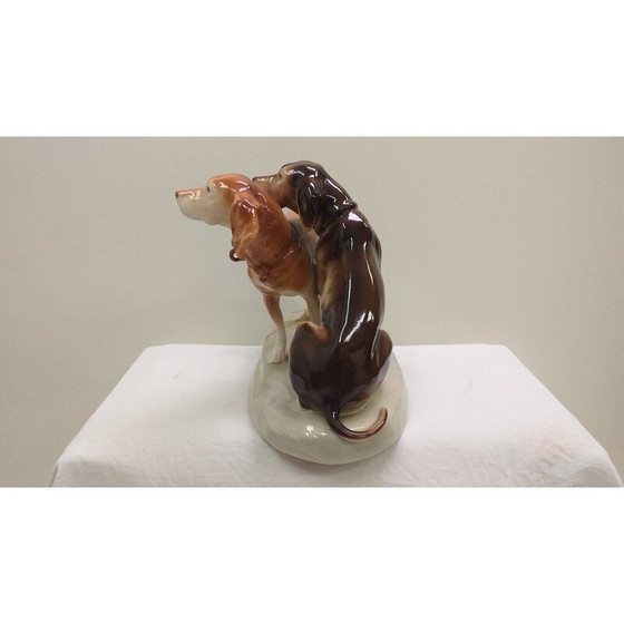 Image 1 of Vintage porcelain sculpture of dogs, Czechoslovakia 1960s