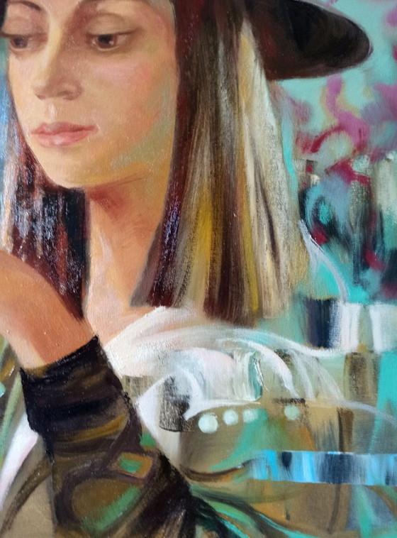 Original Oil Painting Abstract Figurative Girl Moths – Paintings & Drawings, Canvas (photo 9 of 10)