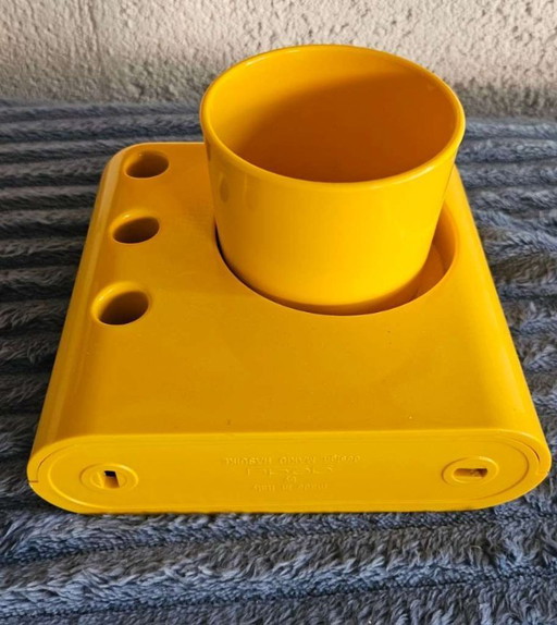 Gedy Space Age Toothbrush Holder – 1970s Italian Design, Bright Yellow ABS Plastic