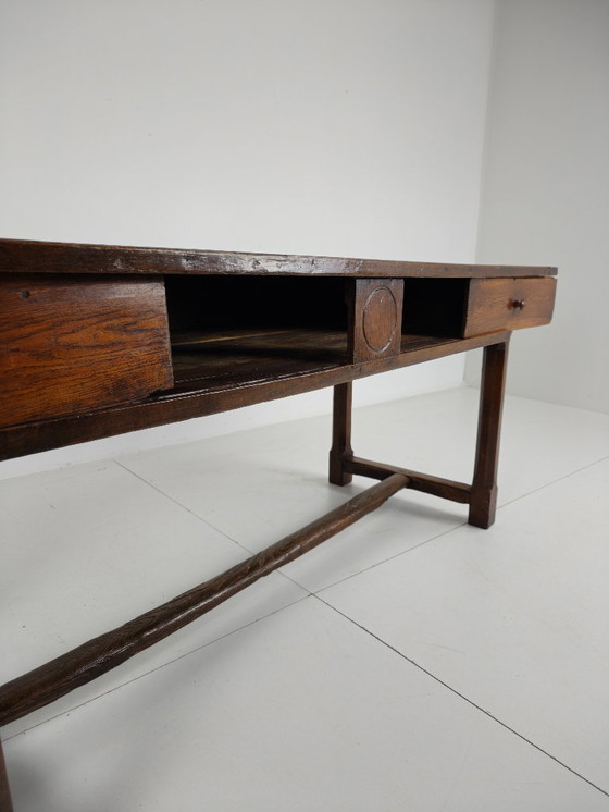 Image 1 of French 18th century dining table – Solid oak, drawers