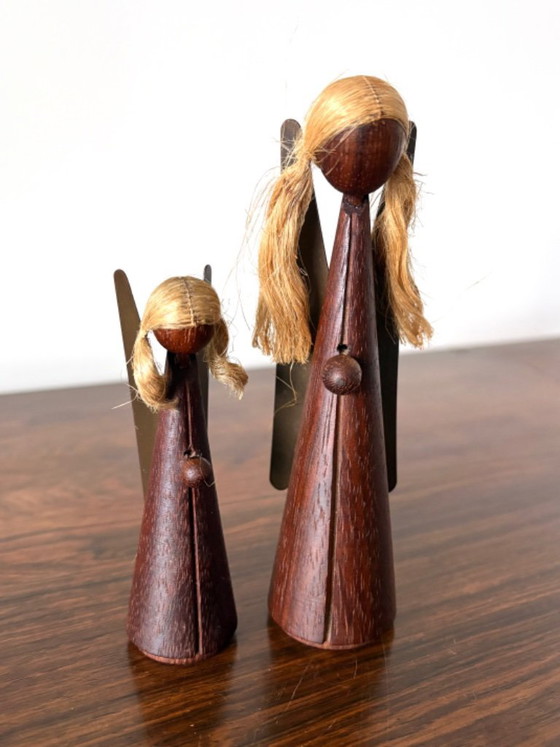 Image 1 of Angeli natalizi vintage in stile danese, in legno di teak, anni '60.