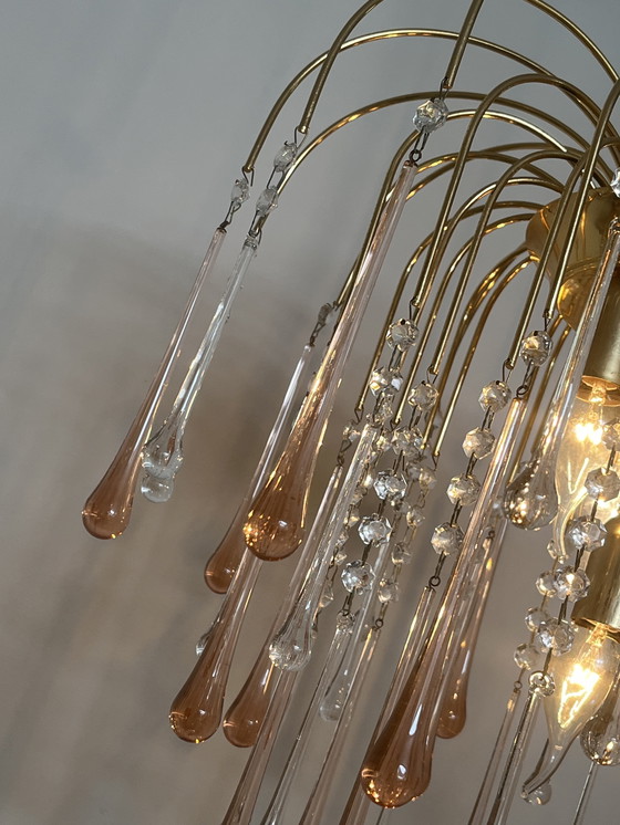Image 1 of XL vintage pink taerdrop chandelier pendant lamp pendants