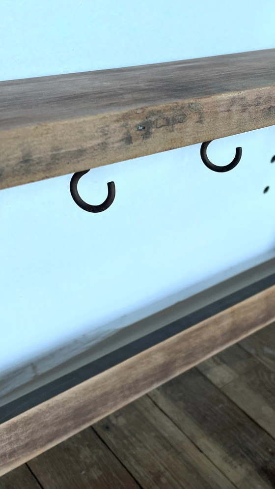 Mensola vintage con 5 ganci, in legno grezzo – Scaffali a muro, Metal (photo 10 of 33)