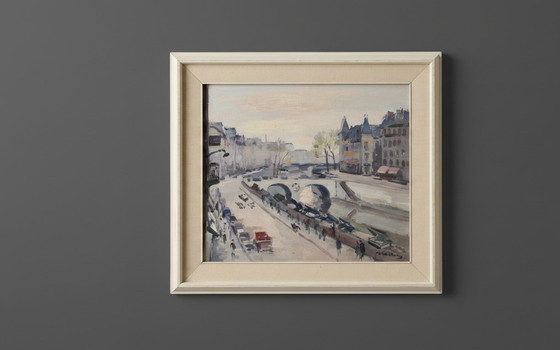 Image 1 of Jan Korthals (1916-1972) City view with bridge - signed