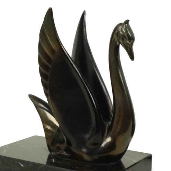 Image 1 of French Art Deco Swan Bookends