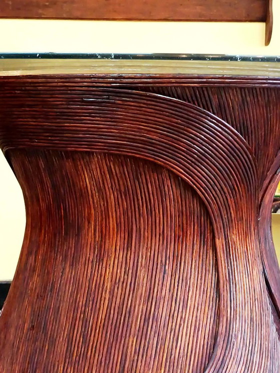 Vintage 1970s Rattan Marquetry Table – Dining tables (photo 3 of 12)