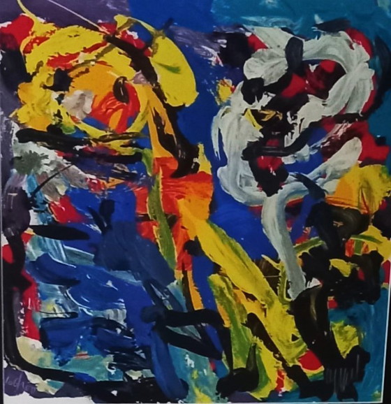 Image 1 of Karel Appel, « Jouer en bleu » (encadré récemment)