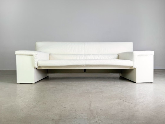Image 1 of Originale Knoll Brigadier a tre posti, in pelle bianca, Cini Boeri 1980