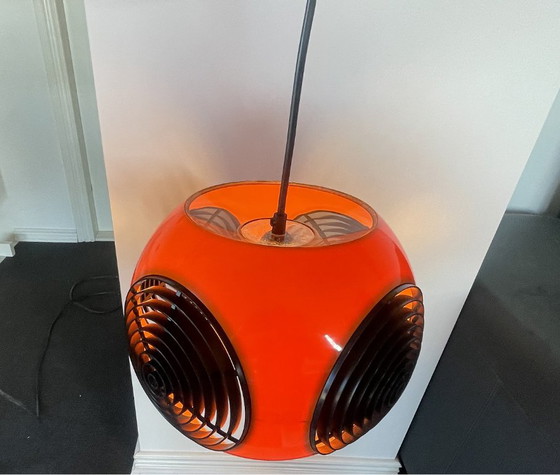 Space Age Lamp Massive Bug Eye, Ball Model Orange/Black, Vintage, Retro, Pendant lamps, Plastic (photo 10 of 10)