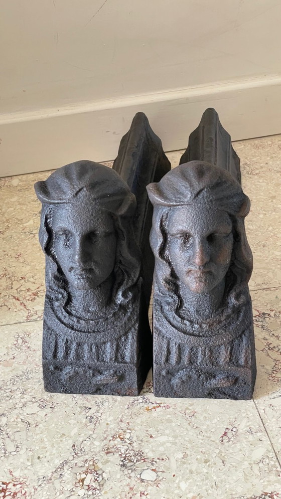 Image 1 of Paire de CHENETS Anciens Fonte d'Acier VINTAGE
