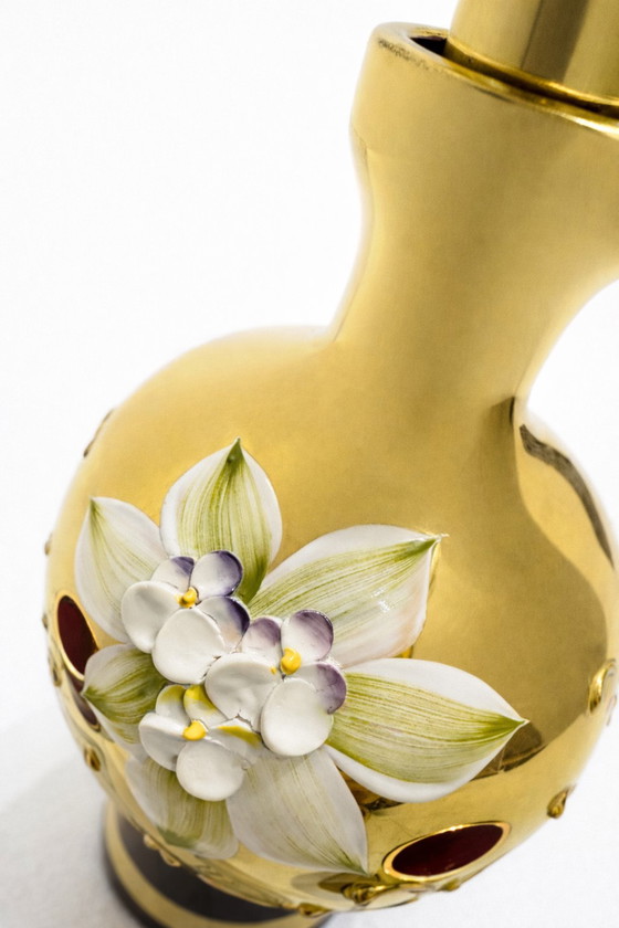 Image 1 of Vintage Murano 'Tre Fuochi' likeurset – Robijnrood & 24-karaats goud – jaren 70
