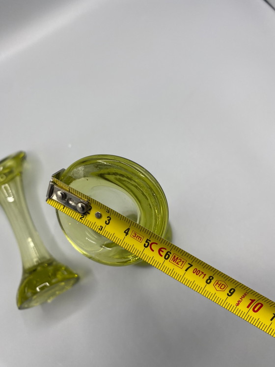 Paar soliflores Bo Borgström voor Åseda Glasbruk – Olijfgroen glas – Zweden – Glazen & Karaffen, Scandinavian (photo 6 of 6)