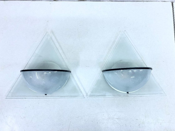 Image 1 of 2 Lampade da parete in vetro Lamperti Illo Design Alberto Podesta anni '80 Postmoderno