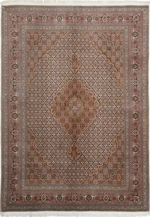 Original hand-knotted Persian carpet Tabriz 40 Raj Fine 208 X 138 Cm Top condition with silk