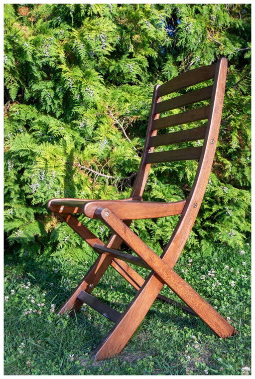 Set of 6 Cattie teak folding chairs, high quality