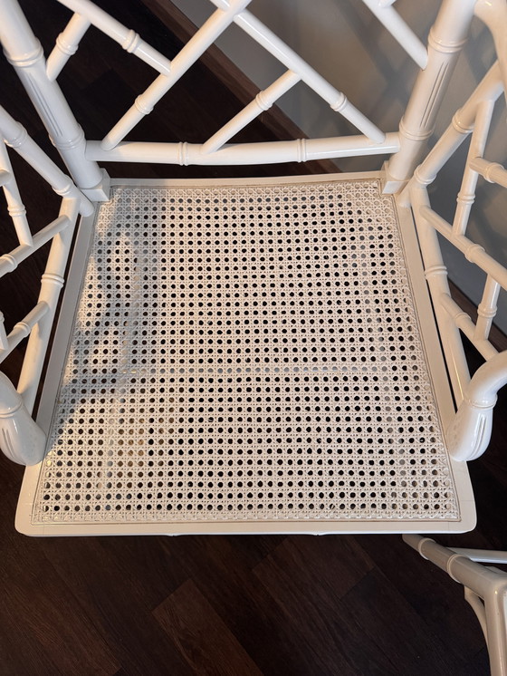 Image 1 of 2x white Chippendale Faux Bamboo Jonathan Adler armchair