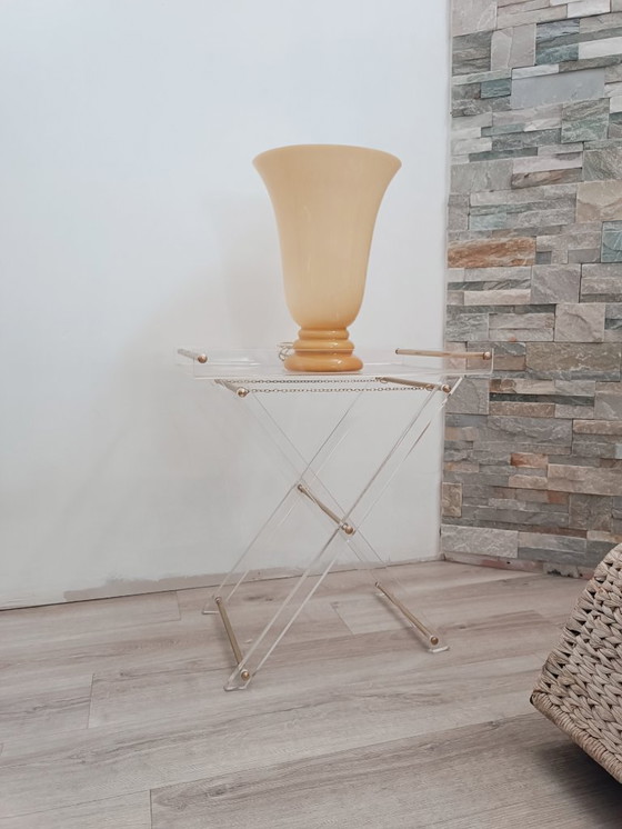 Image 1 of Lampe de table vintage verre opalin