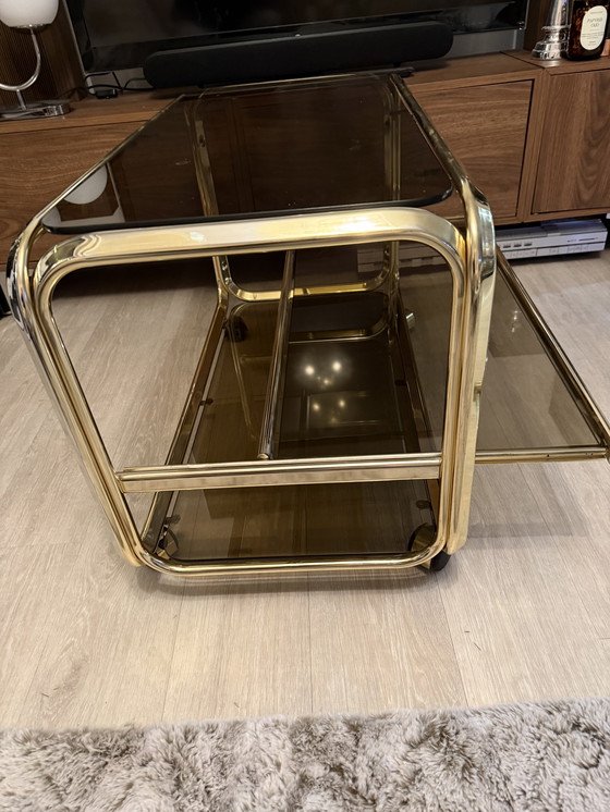 Image 1 of Barwagen vintage oro e vetro rauch | Reggenza di Hollywood degli anni '70